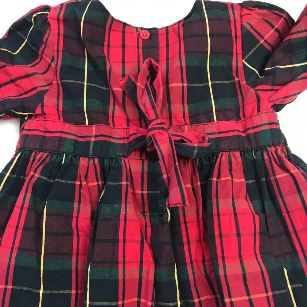 OshKosh‎ B'gosh Plaid Holiday Dress Baby Girls 24 Months Fully Lined Christmas